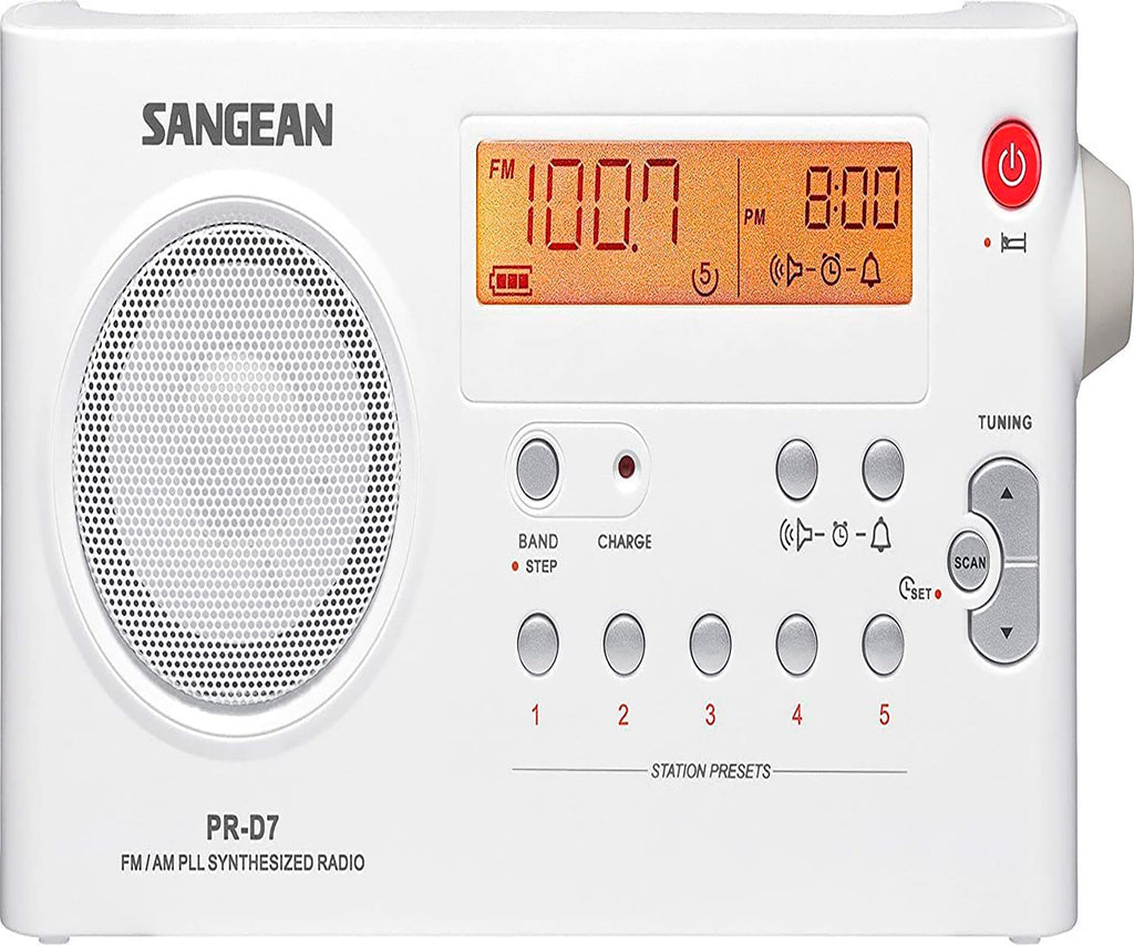 SANGEAN PR-D7 BLANCO / RADIO DESPERTADOR PORTÁTIL - detalle