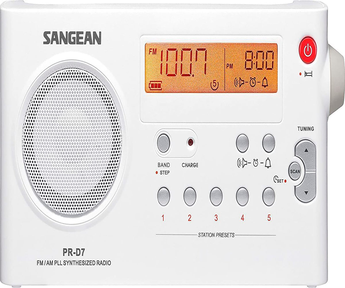 SANGEAN PR-D7 BLANCO / RADIO DESPERTADOR PORTÁTIL - detalle