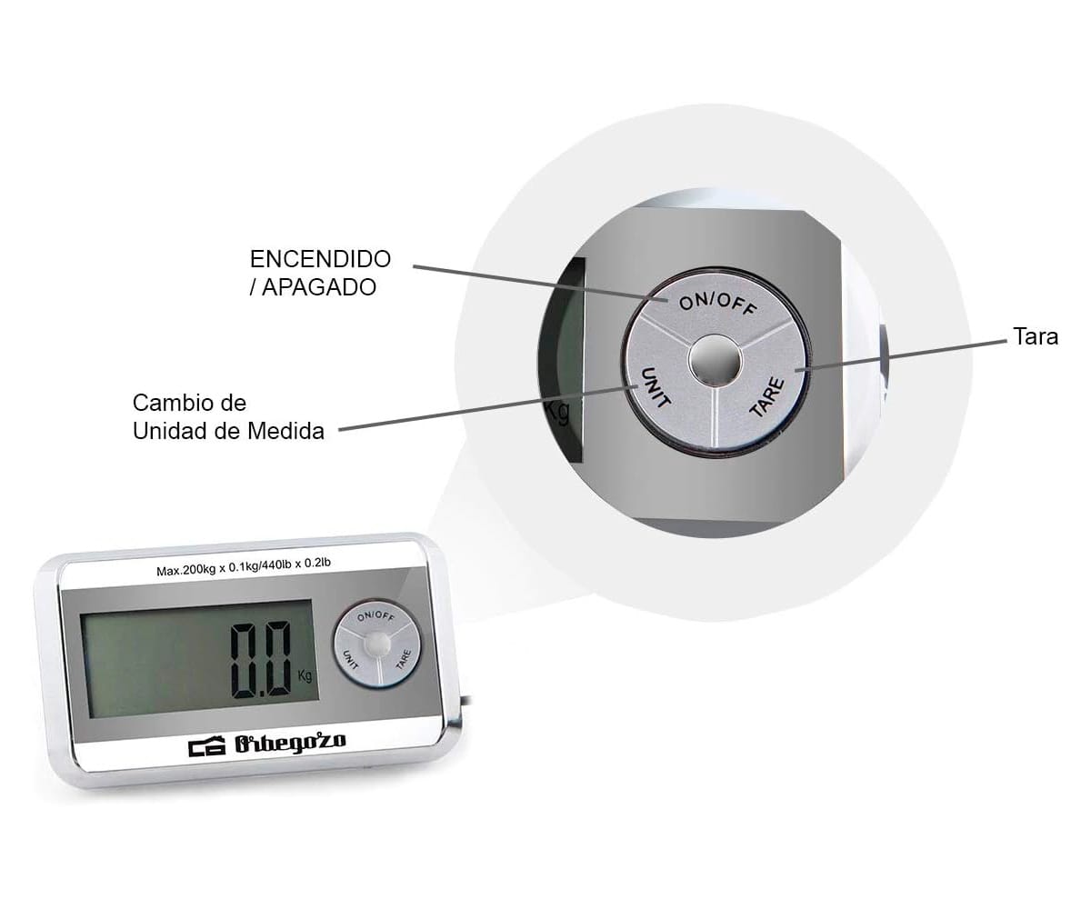 ORBEGOZO PC 5500 PLATA / BÁSCULA DE COCINA - detalle