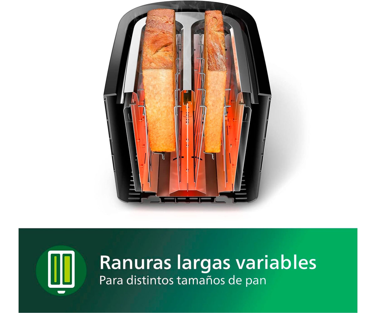 PHILIPS HD2581/90 NEGRO / TOSTADORA 2 REBANADAS / RANURA ANCHA - detalle