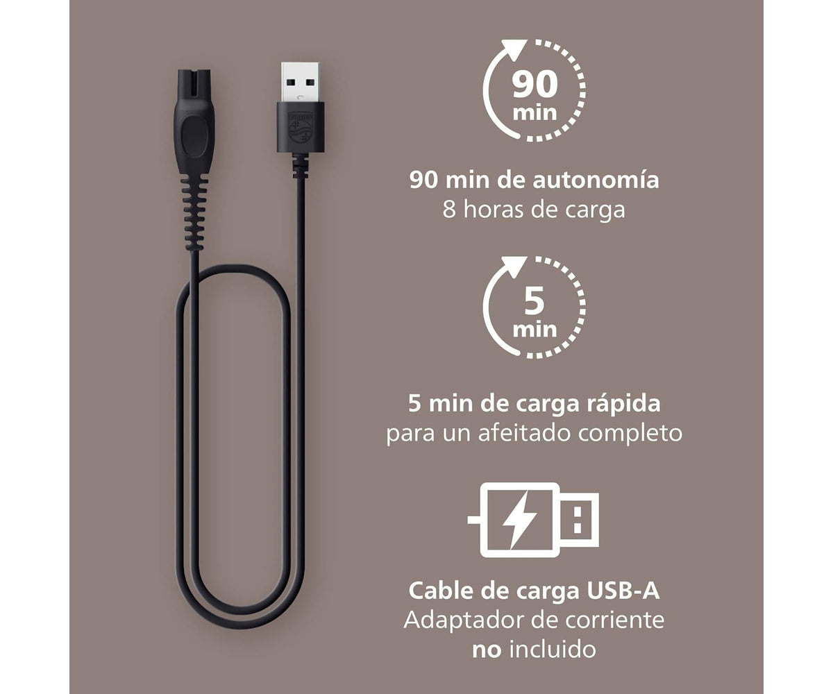 PHILIPS HEAD SHAVER PRO 7000 SERIES NEGRO / AFEITADORA ADVANCED CON 90 MINUTOS DE FUNCIONAMIENTO - detalle