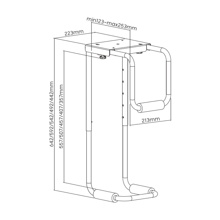 AISENS MPC08-337 soporte de CPU Soporte para instalación de CPU bajo mesa Negro. Plata