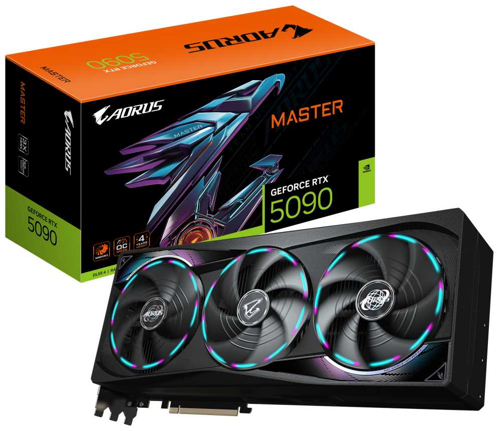 GIGABYTE AORUS GeForce RTX 5090 MASTER 32G Tarjeta Gráfica - 32GB GDDR7. 512 bits. PCI-E 5.0. 2655MHz Frecuencia Base. 3 x DP 2.1a. 1 x HDMI 2.1b. GV-N5090AORUS M-32GD - detalle