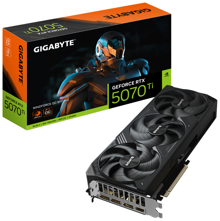 GIGABYTE GeForce RTX 5070 Ti WINDFORCE OC SFF 16G Tarjeta Gráfica - detalle