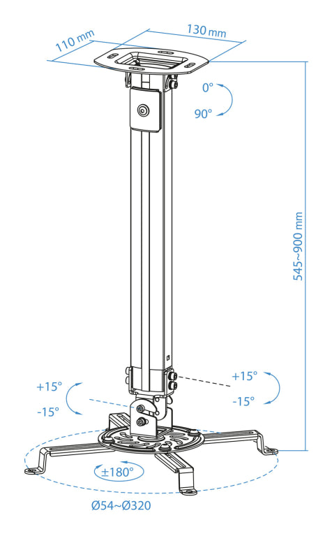 TooQ PJ3030TN-B montaje para projector Negro