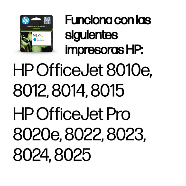HP Cartucho de tinta Original 912XL cian de alta capacidad
