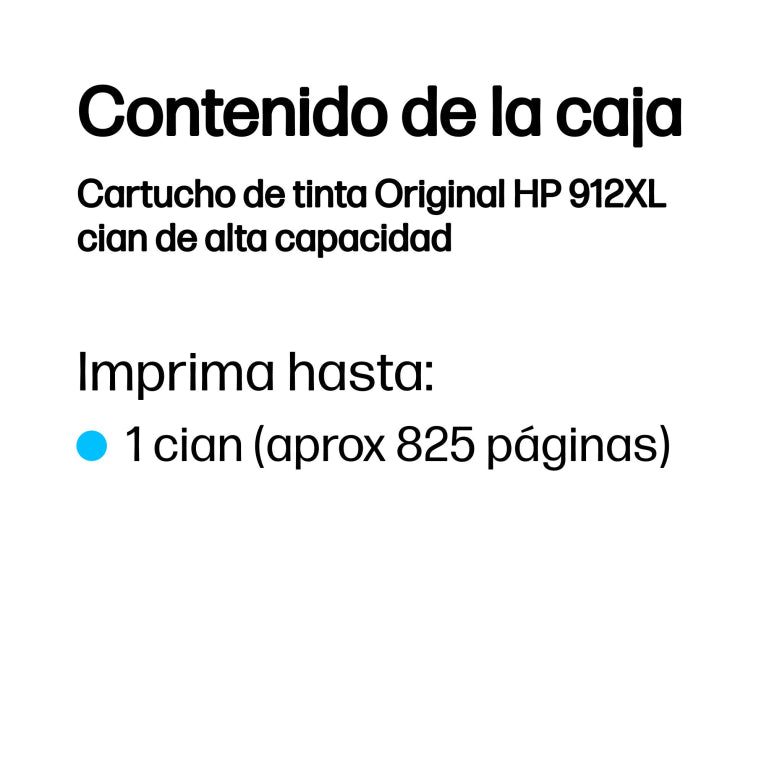 HP Cartucho de tinta Original 912XL cian de alta capacidad