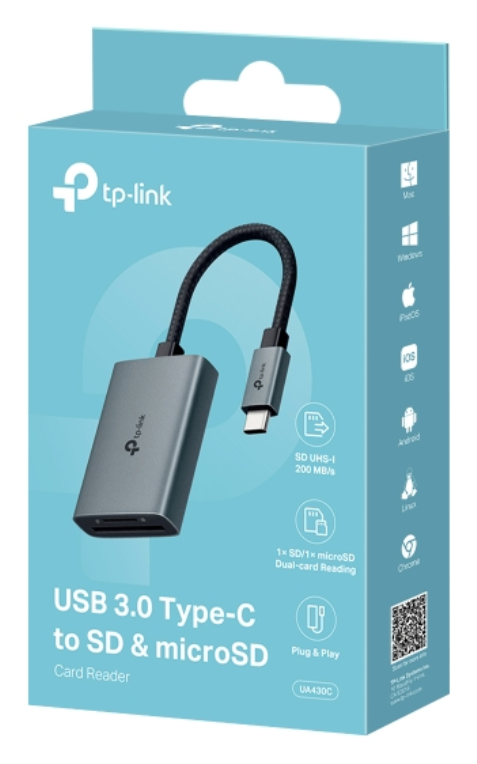 TP-Link UA430C lector de tarjeta USB 3.2 Gen 1 (3.1 Gen 1) Type-C Gris - detalle