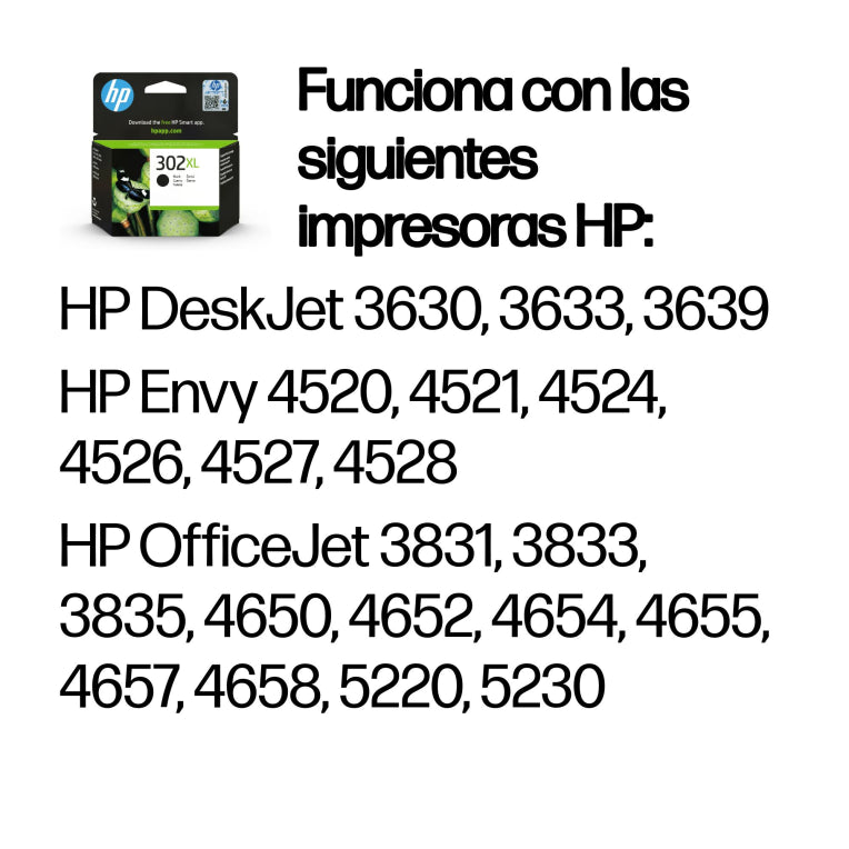 HP Cartucho de tinta original 302XL de alta capacidad negro