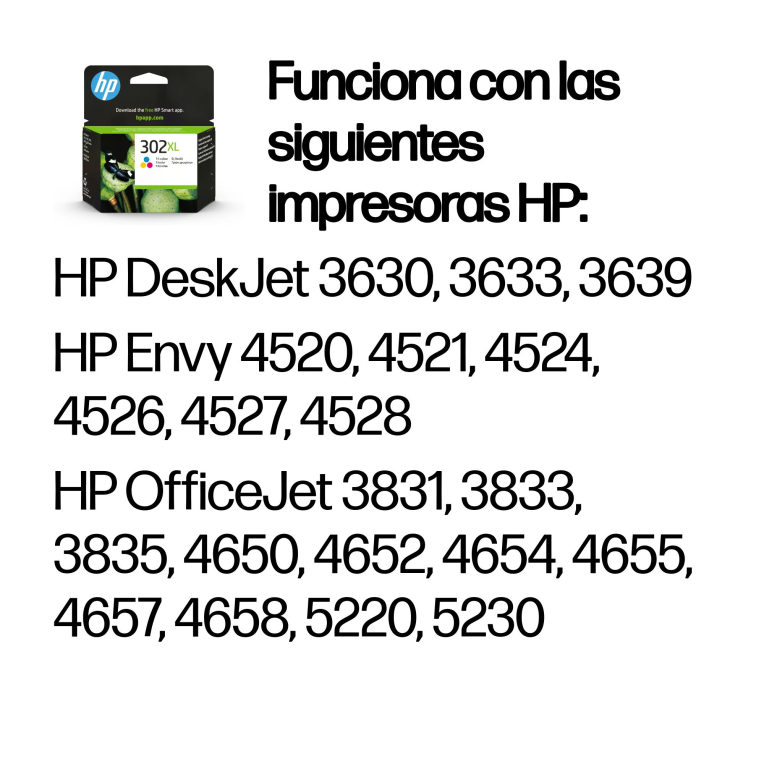 HP Cartucho de tinta original 302XL de alta capacidad tricolor - detalle