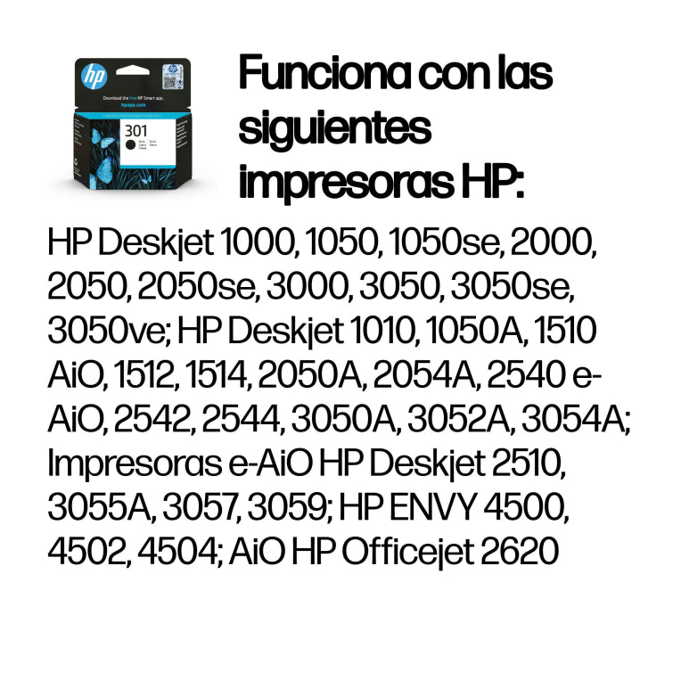 HP Cartucho de tinta original 301 negro