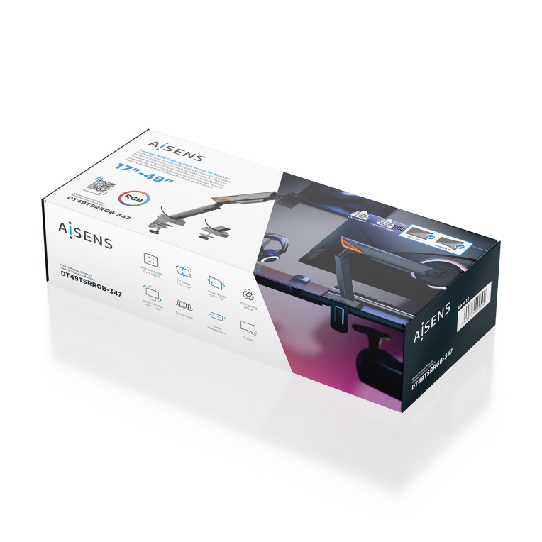 AISENS DT49TSRRGB-347 soporte para monitor 124.5 cm (49") Escritorio Negro. Gris - detalle