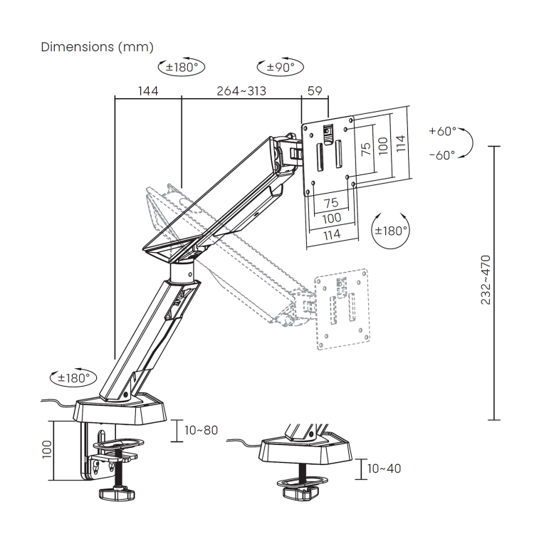AISENS DT49TSRRGB-347 soporte para monitor 124.5 cm (49") Escritorio Negro. Gris - detalle