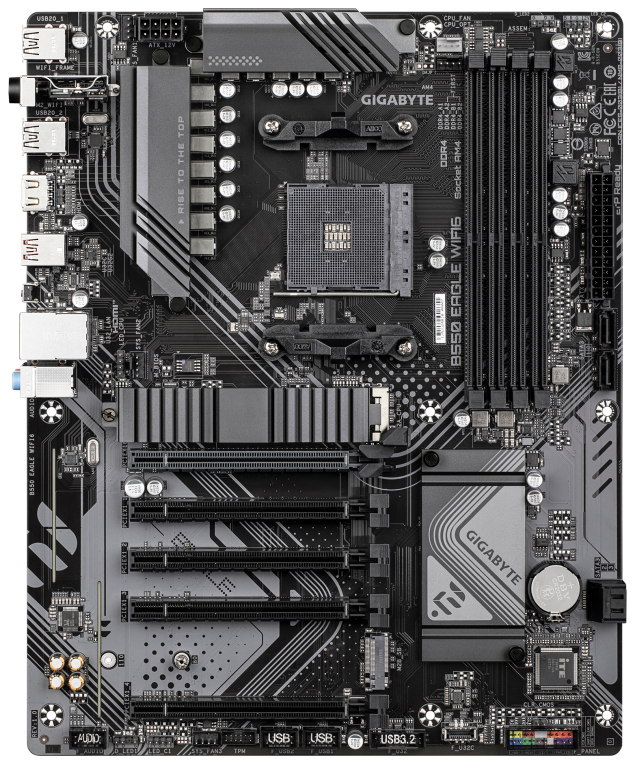 GIGABYTE B550 EAGLE WIFI6 Placa base - Procesadores AMD Ryzen serie 5000 G. VRM de 10+3+1 fases. hasta 3200 MHz DDR4. 1xPCIe 4.0 + 1xPCIe 3.0 M.2. LAN 1GbE. WIFI 6. USB 3.2 Gen 2 - detalle