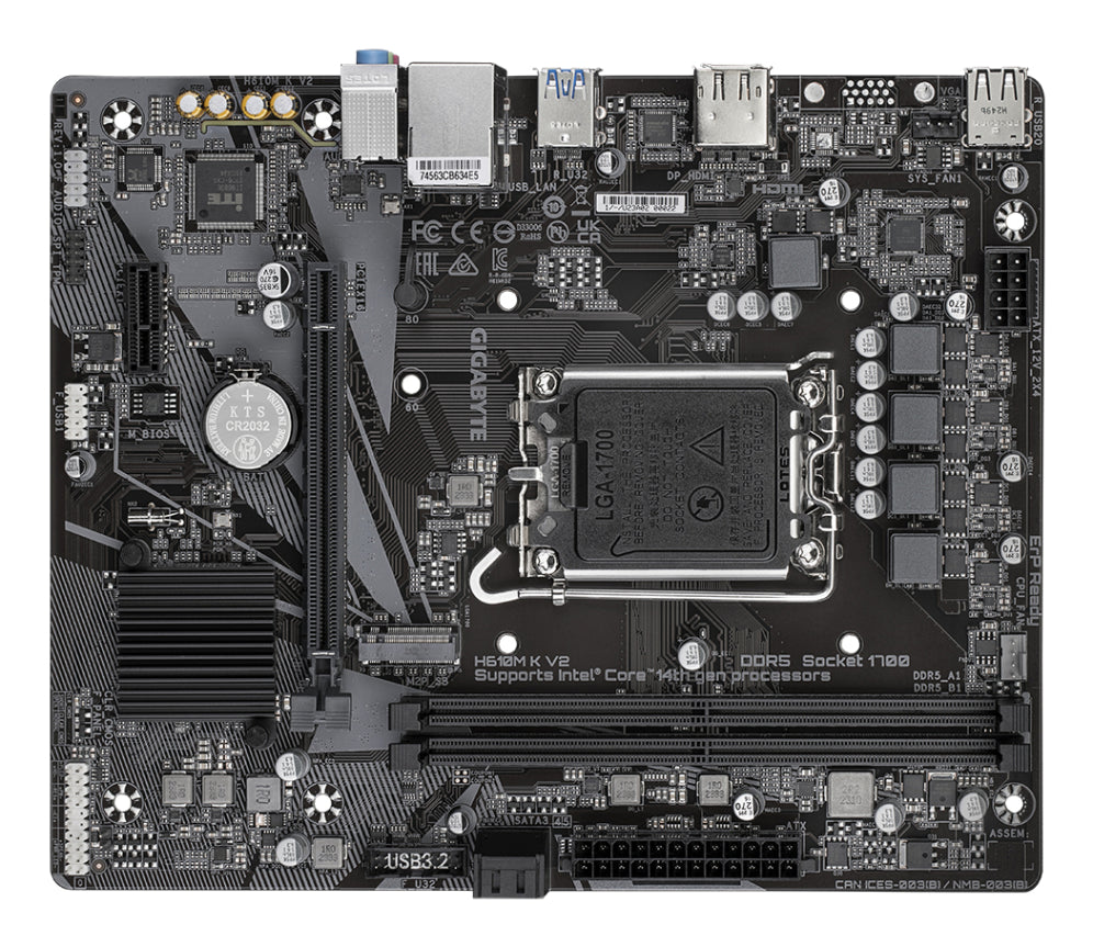 Placa base GIGABYTE H610M K V2 con Intel H610 LGA 1700 micro ATX