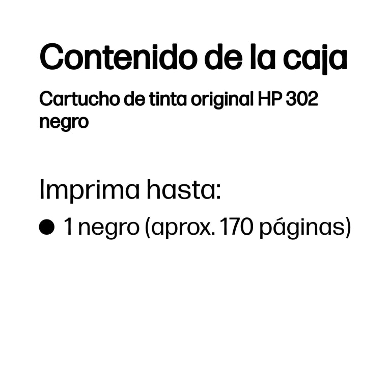 HP Cartucho de tinta original 302 negro