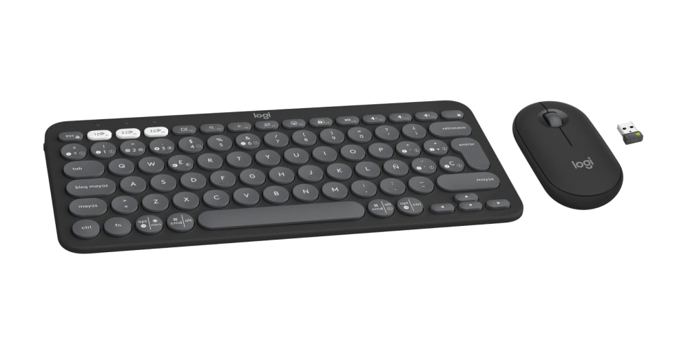 Logitech 920-012227 teclado Ratón incluido Universal RF Wireless + Bluetooth QWERTY Español Grafito