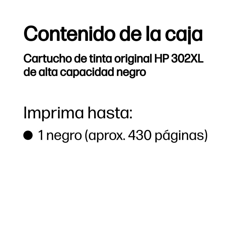 HP Cartucho de tinta original 302XL de alta capacidad negro