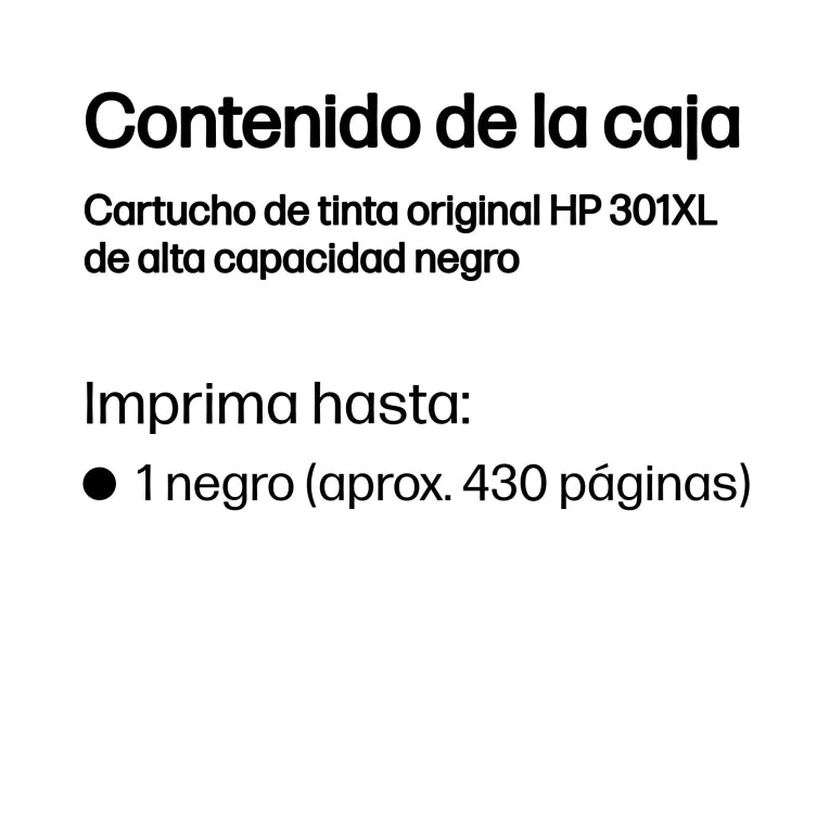 HP Cartucho de tinta original 301XL de alta capacidad negro
