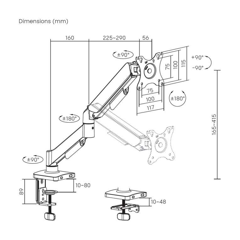 AISENS DT32TSR-355 soporte para monitor 81.3 cm (32") Escritorio - detalle
