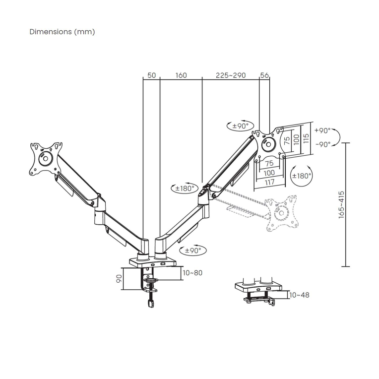 AISENS DT32TSR-357 soporte para monitor 81.3 cm (32") Escritorio - detalle