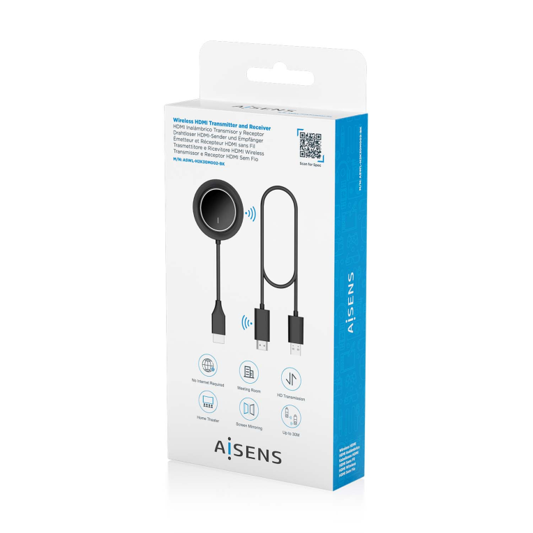 AISENS ASWL-H2K30M002-BK extensor audio/video Transmisor y receptor de señales AV - detalle