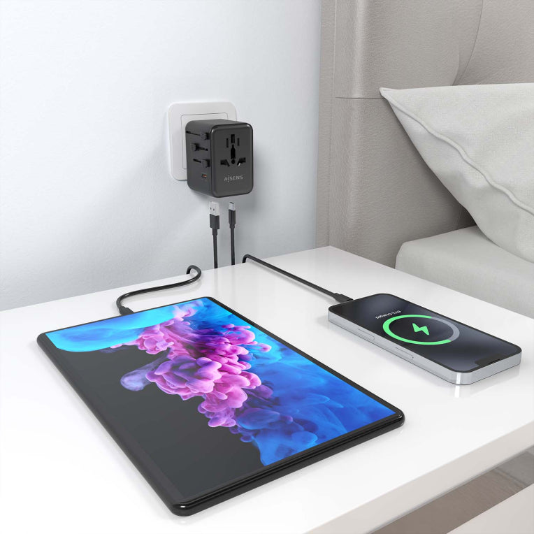 AISENS ASPS-2A3C09-BK cargador de dispositivo móvil Corriente alterna Carga rápida Interior