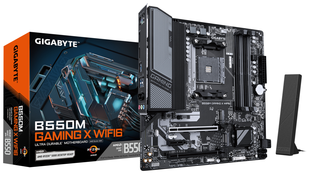 GIGABYTE B550M GAMING X WIFI6 Placa base - Procesadores AMD Ryzen 5000. VRM de 5+3 fases. hasta 3200 MHz DDR4. 1x M.2 PCIe 4.0 + 1x M.2 PCIe 3.0. Wi-Fi 6. LAN 1 GbE. USB 3.2 Gen 1 - detalle