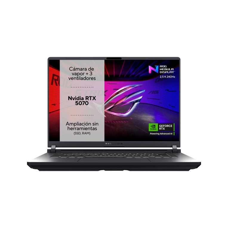 ASUS ROG Strix G16 G615JPR-S5003 - Ordenador Portátil Gaming de 16" WQXGA 240Hz (Intel Core i7-14650HX. 32GB RAM. 1TB SSD. NVIDIA RTX 5070 8GB. Sin Sistema Operativo) Gris Eclipse - Teclado QWERTY español
