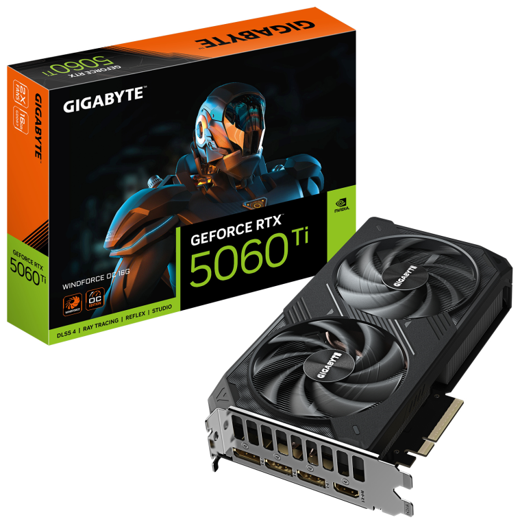 GIGABYTE GeForce RTX 5060 Ti WINDFORCE OC 16G Tarjeta Gráfica - detalle