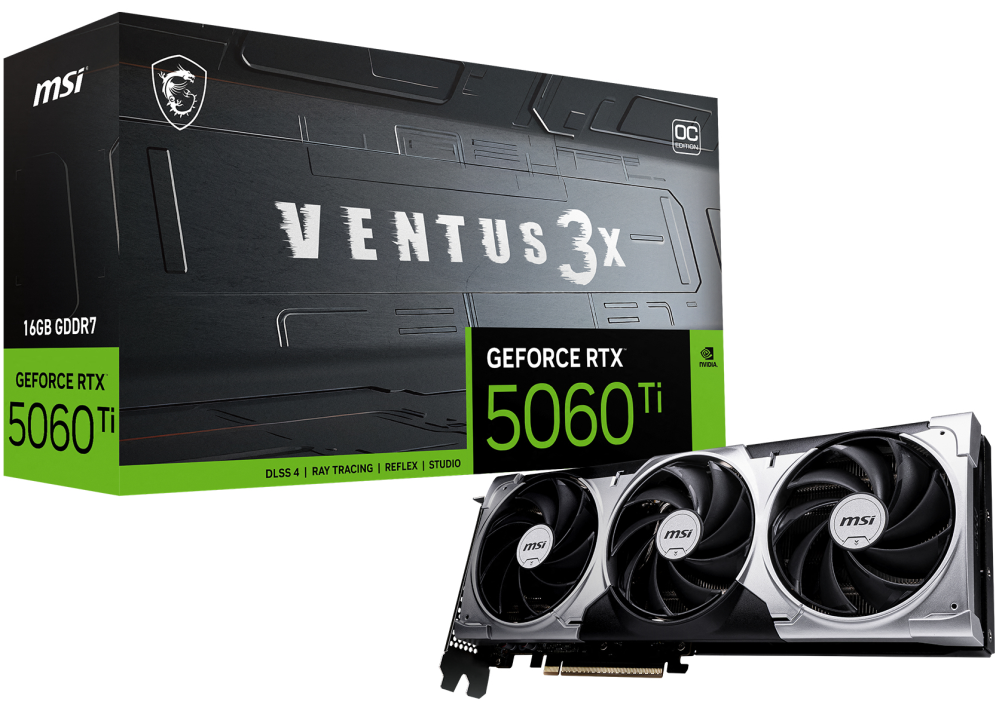 MSI VENTUS GeForce RTX 5060 TI 16G 3X OC NVIDIA 16 GB GDDR7 - detalle
