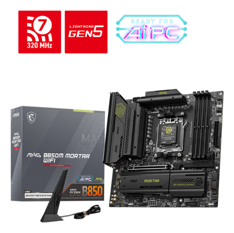 MSI MAG B850M MORTAR WIFI placa base AMD B850 Zócalo AM5 micro ATX - detalle