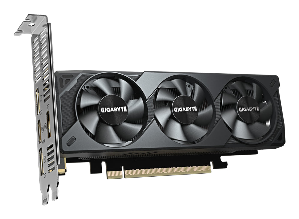 GIGABYTE GeForce RTX 5060 OC Low Profile 8G Tarjeta Gráfica - 8GB GDDR7. 128bit. PCI-E 5.0. 2512 MHz Frecuencia del núcleo. 3 x DisplayPort. 1 x HDMI. GV-N5060OC-8GL