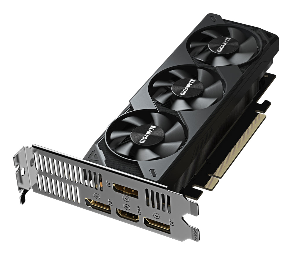 GIGABYTE GeForce RTX 5060 OC Low Profile 8G Tarjeta Gráfica - 8GB GDDR7. 128bit. PCI-E 5.0. 2512 MHz Frecuencia del núcleo. 3 x DisplayPort. 1 x HDMI. GV-N5060OC-8GL