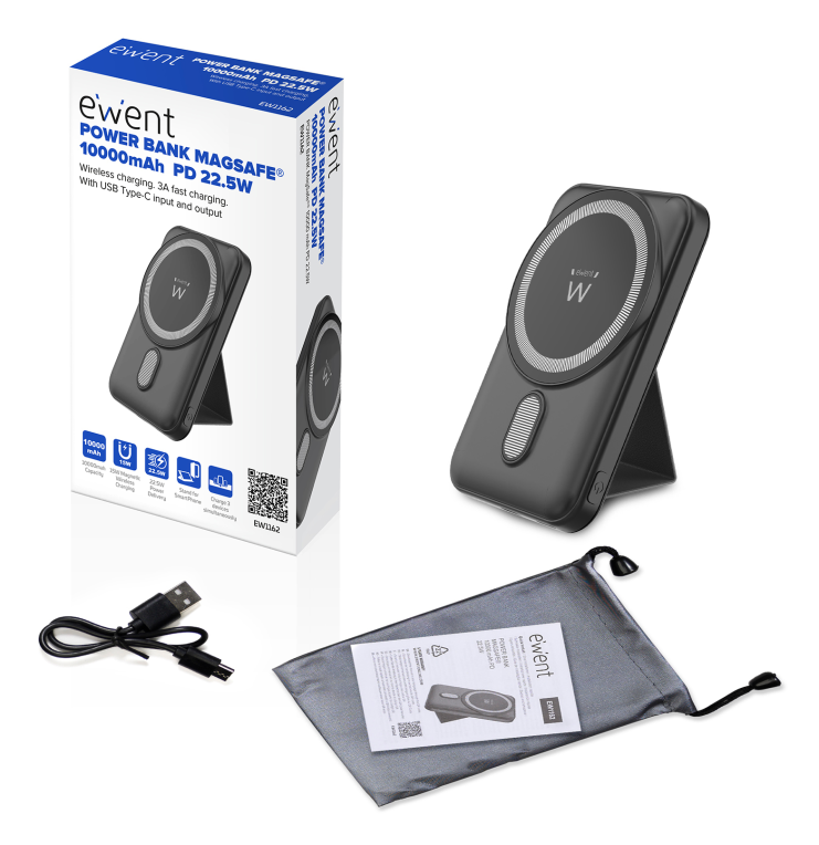 Ewent EW1162 batería externa Polímero de litio Cargador inalámbrico Negro - detalle