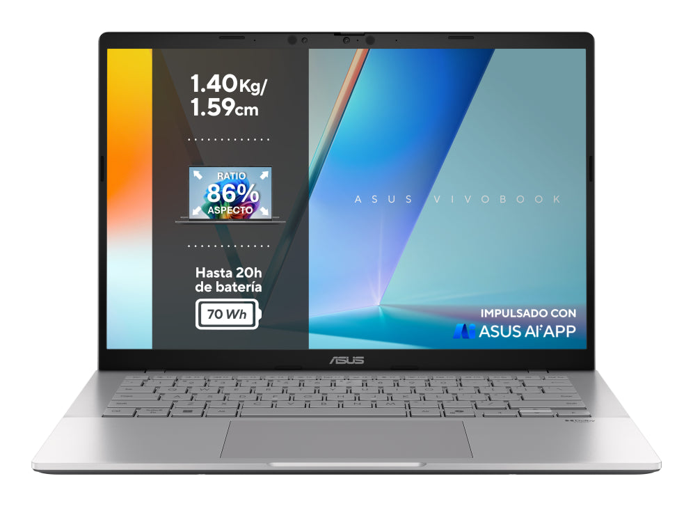 ASUS Vivobook S 14 S3407CA-LY075W - Ordenador Portátil 14" WUXGA (Intel Core Ultra 5 225H. 16GB RAM. 1TB SSD. Arc 130T. Windows 11 Home) Plata Fría - Teclado QWERTY español