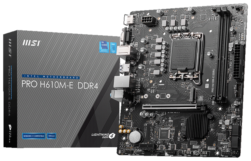 MSI PRO H610M-E DDR4 placa base Intel H610 LGA 1700 micro ATX - detalle