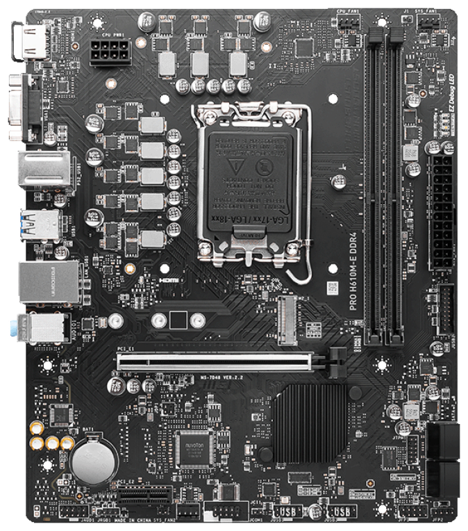 MSI PRO H610M-E DDR4 placa base Intel H610 LGA 1700 micro ATX - detalle