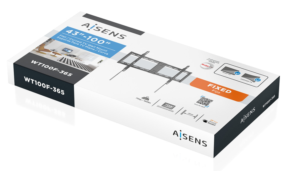 AISENS Soporte Eco Ultra Delgado Para Monitor/TV 75kg de 43"-100". Negro - detalle