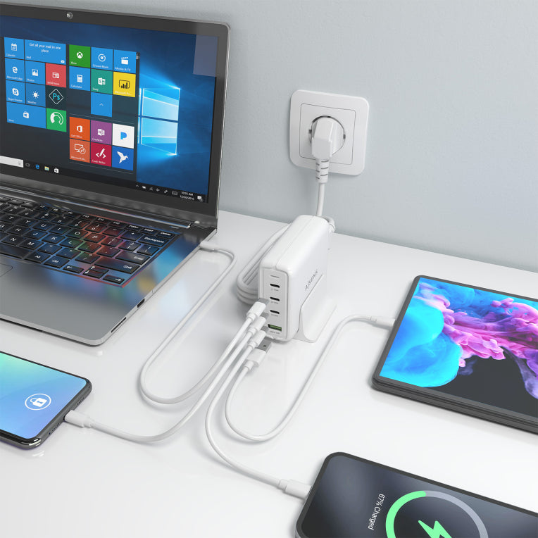 AISENS Cargador Sobremesa GaN 140W. 3x USB-C PD3.1 QC4.0 QC5.0. 1x USB-A QC3.0. Blanco