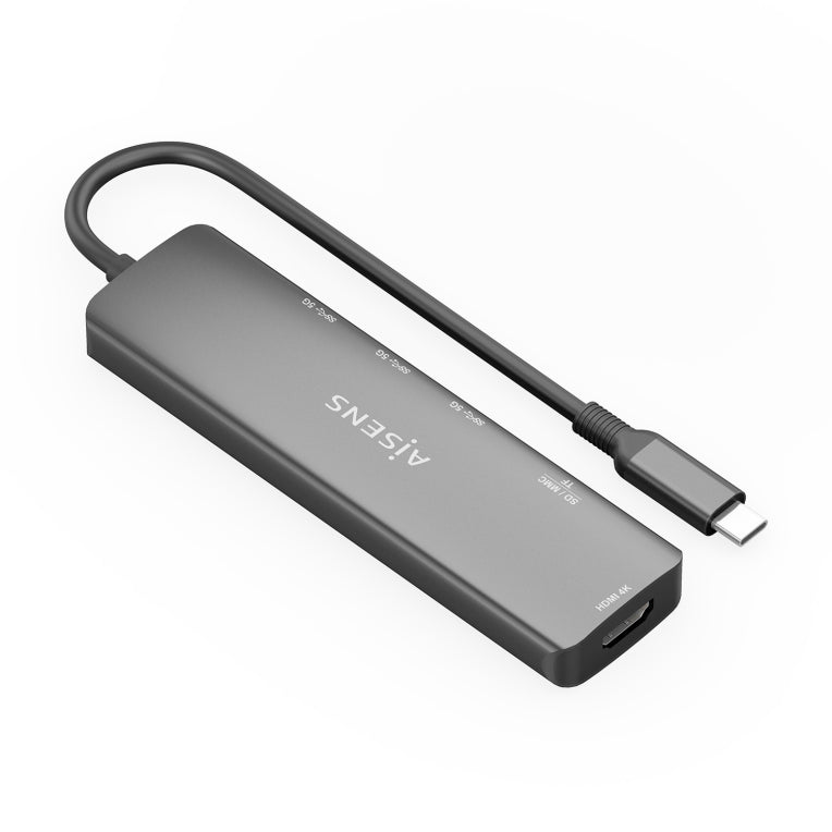 AISENS ASUC-6P024-GR base para portátil y replicador de puertos Alámbrico USB 3.2 Gen 1 (3.1 Gen 1) Type-C