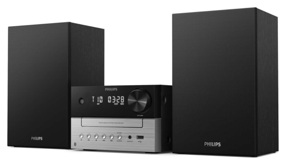 Philips TAM3205M2 sistema de audio para el hogar Microcadena de música para uso doméstico 20 W Negro. Plata - detalle