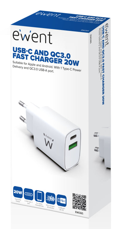 Ewent EW1321_R1 cargador de dispositivo móvil Universal Blanco Corriente alterna Carga rápida Interior