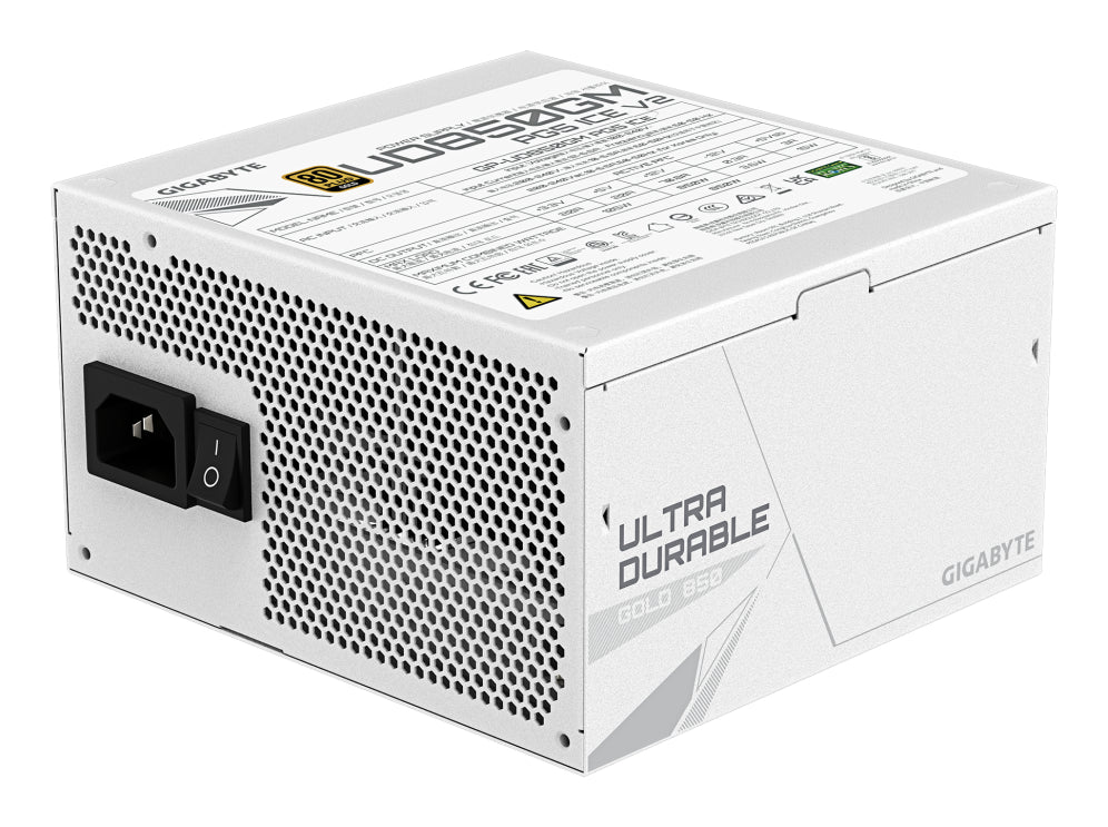 GIGABYTE UD850GM PG5 V2 ICE Fuente de Alimentación - PCIe Gen 5.1. 80 PLUS Gold. Diseño completamente modular. Ventilador de 120 mm. Compatible con ATX 3.1. Enchufe EU