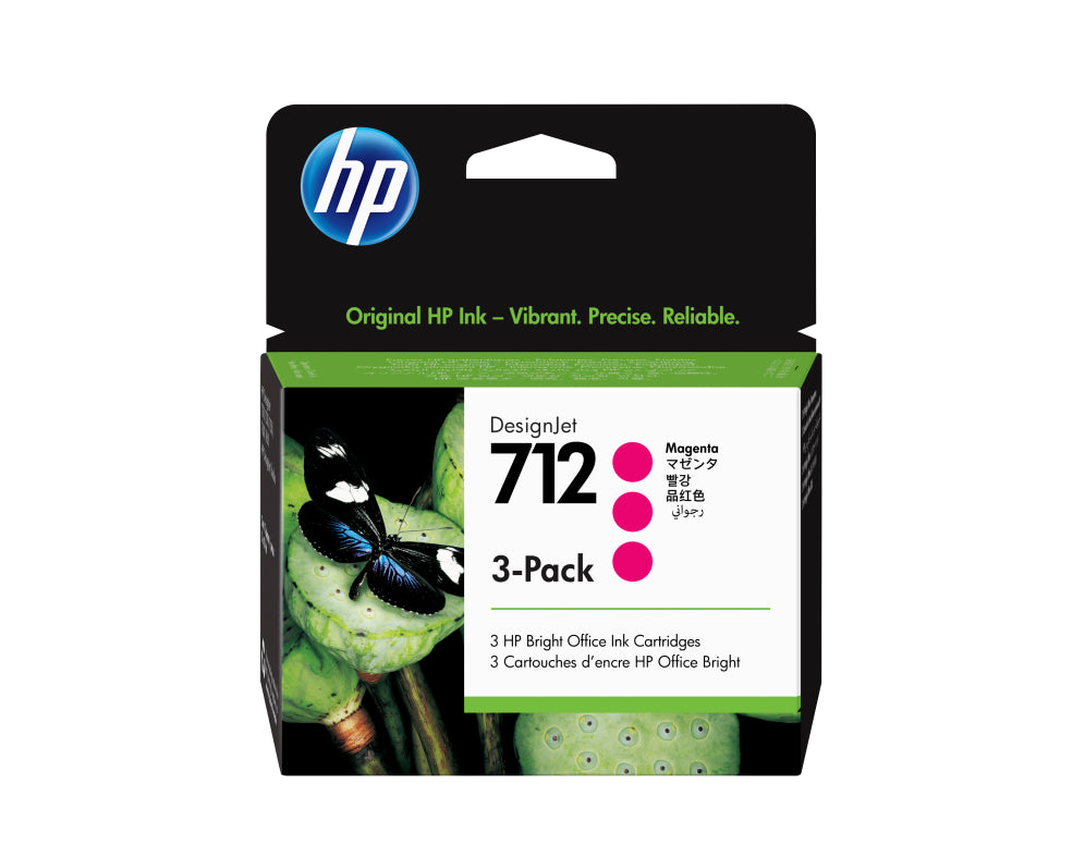 HP Paquete de 3 cartuchos de Tinta DesignJet 712 magenta de 29 ml