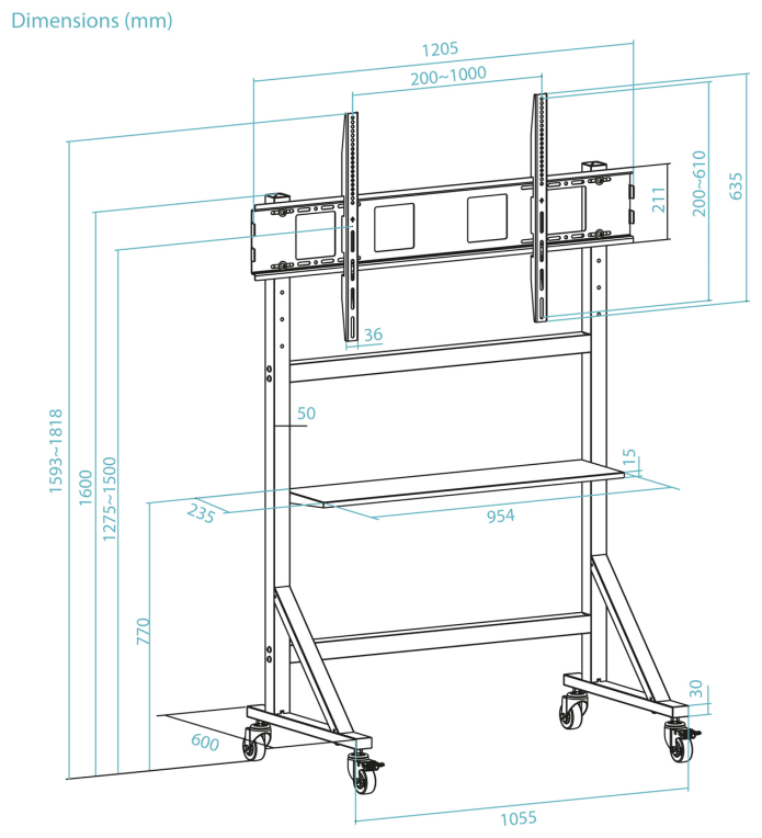 TooQ Optimus 2.67 m (105") Negro - detalle