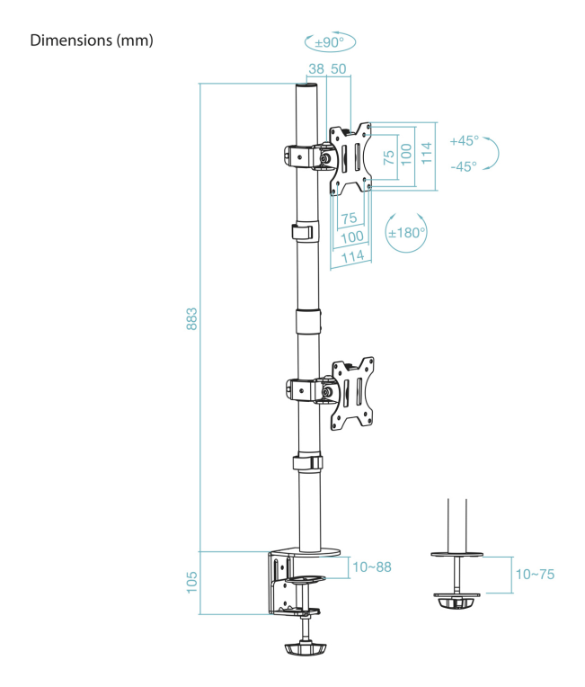 TooQ DB1233TNV-B soporte para monitor 81.3 cm (32") Escritorio - detalle