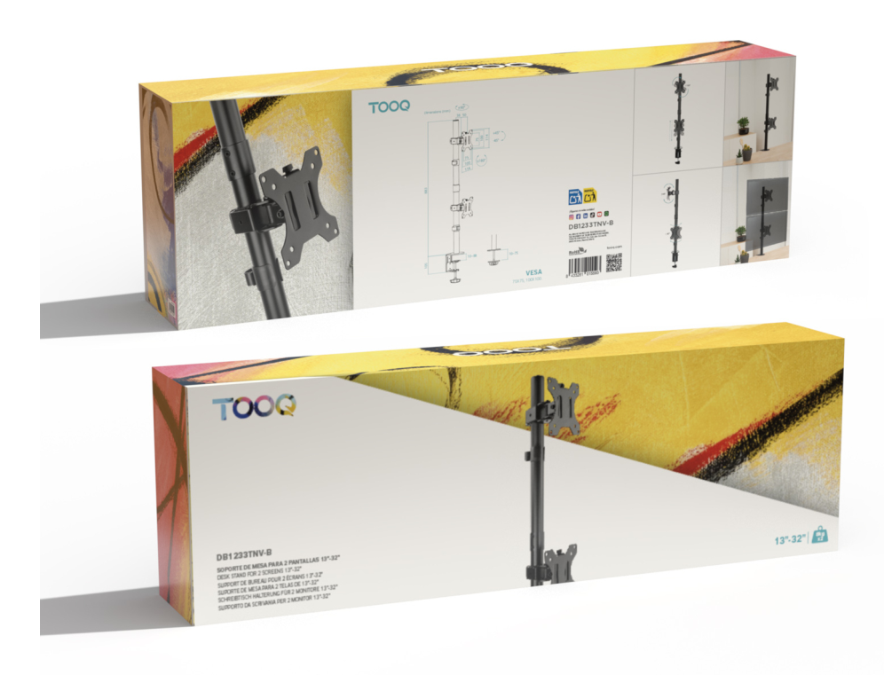 TooQ DB1233TNV-B soporte para monitor 81.3 cm (32") Escritorio - detalle