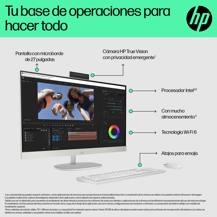 HP All-in-One 27-cr0090ns Intel® Core™ i5 i5-1335U 68.6 cm (27") 1920 x 1080 Pixeles PC todo en uno 16 GB DDR4-SDRAM 512 GB SSD FreeDOS Wi-Fi 6 (802.11ax) Blanco - detalle