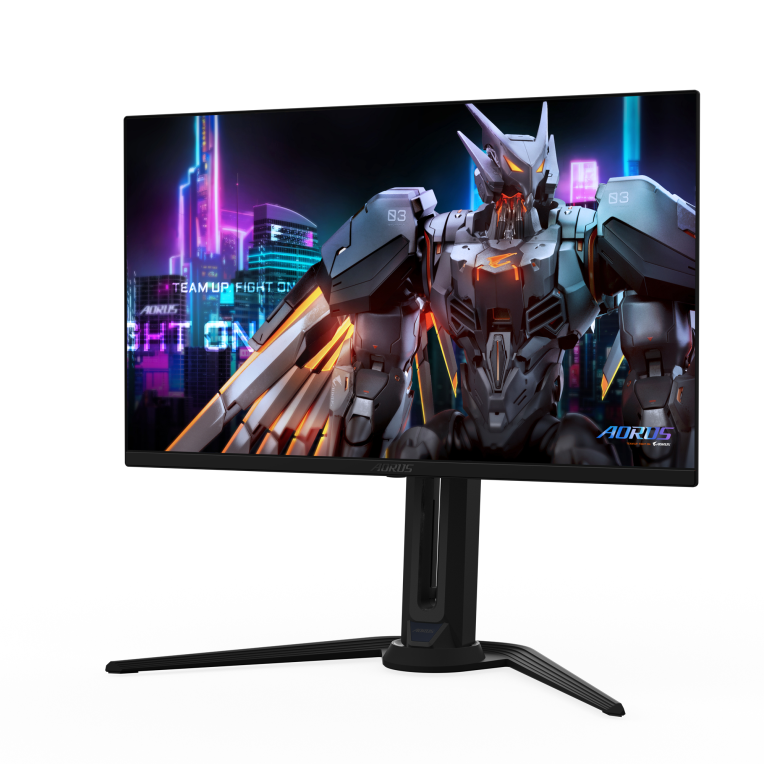 GIGABYTE AORUS FO27Q5P Monitor Gaming OLED QHD - 2560 x 1440. 500Hz. 0.03ms. KVM. 300 cd/m². FreeSync Premium Pro. DisplayHDR True Black 500. DisplayPort 2.1 - detalle